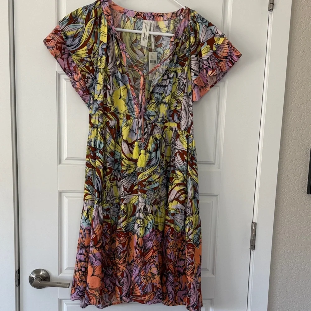 Anthropologie Colorful Floral Mini Dress - Picture 1 of 8